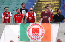 St. Patrick's Athletic fans look on 4/8/2022