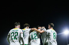 Sean Maguire is congratulated by teammates after scoring his side's third goal of the match 18/10/2024