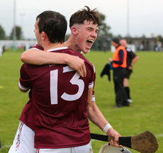 Ruairi O'Mianain celebrates at the end of the game with Cormac O'Doherty 17/9/2023