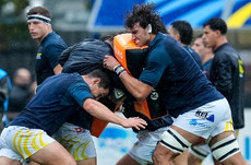 Luca Morisi and Andrea Zambonin during the warm-up 19/10/2024