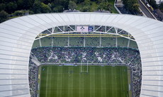 An Aerial view of the Aviva Stadium during the first match to be played there 31/7/2010