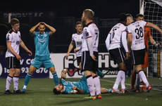 Graham Burke and Roberto Lopes react after a missed opportunity 27/10/2024