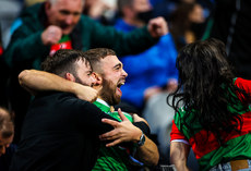 Mayo fans celebrate as Tommy Conroy puts over another point in the first half of extra-time 14/8/2021