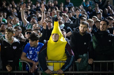 Bray Wanderers supporters watch on towards the end of the game 28/10/2024